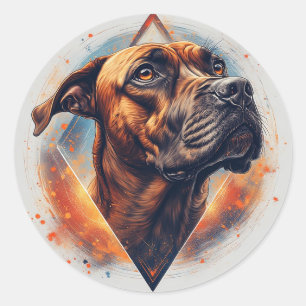 Dog Portrait Abstract Art Classic Round Sticker
