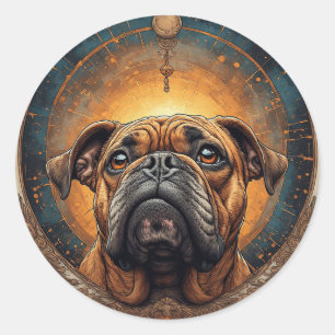 Dog Portrait Abstract Art Classic Round Sticker