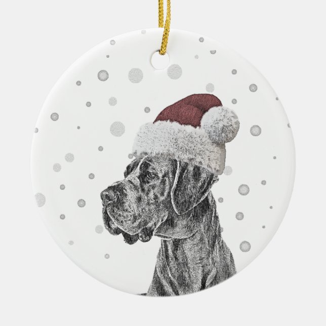 Dog Portrait and Paw Print Ornament (Front)