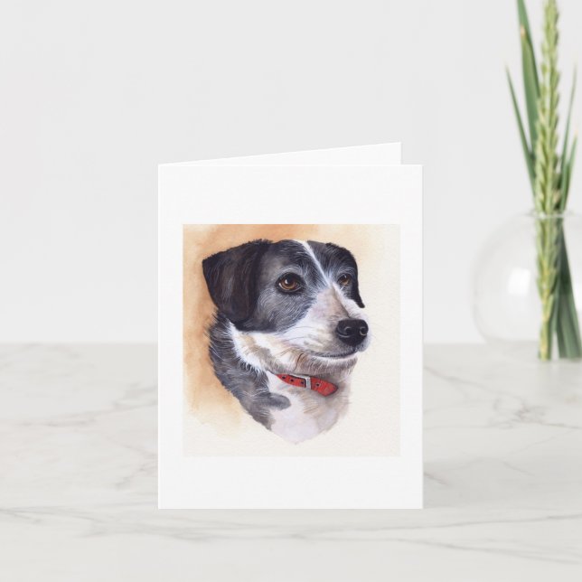 Dog Portrait Created in Watercolour Card (Front)