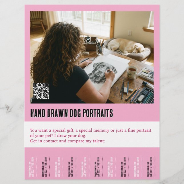 Dog Portrait Drawing Poster Tear off  Flyer (Front)