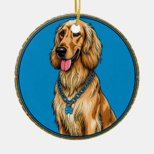 Dog Portrait in Ornate Frame Ceramic Ornament
