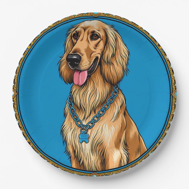Dog Portrait in Ornate Frame Paper Plate (Front)