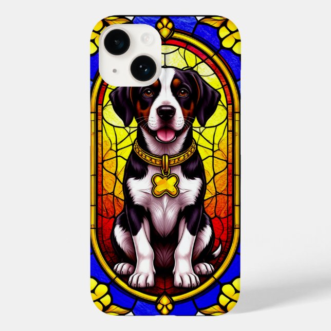 Dog Portrait in Stained Glass Artwork Case-Mate iPhone Case (Back)