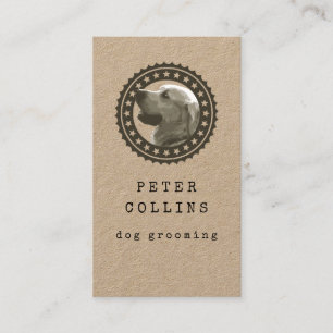 dog portrait logo dog walker rustic kraft business card