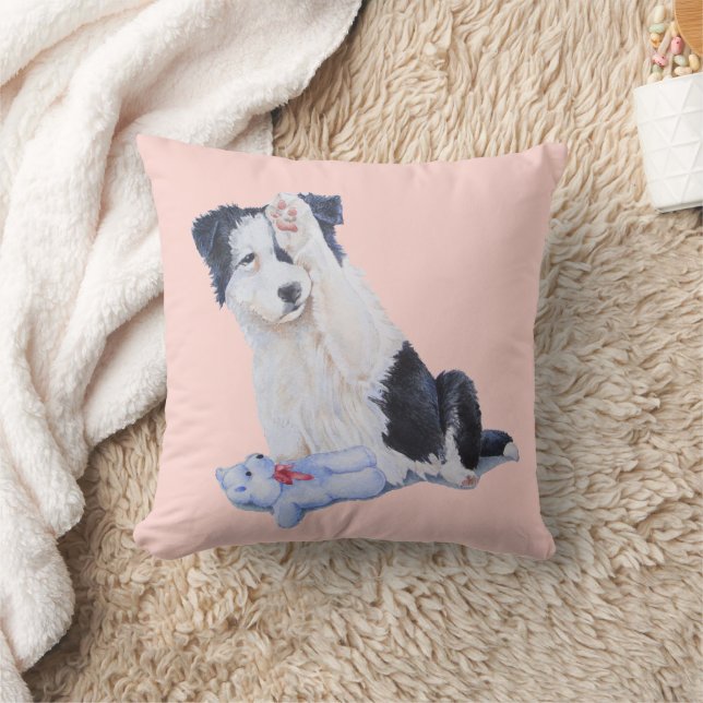 dog portrait of cute border collie puppy cushion (Blanket)