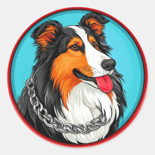 Dog Portrait Ornate Artistic Style Classic Round Sticker