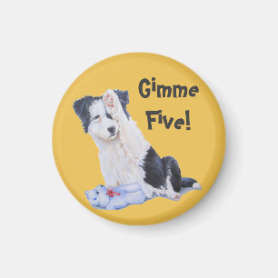 dog portrait painting of cute border collie puppy magnet