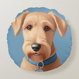 Dog Portrait Pet Lover Home Décor Accent Round Cushion