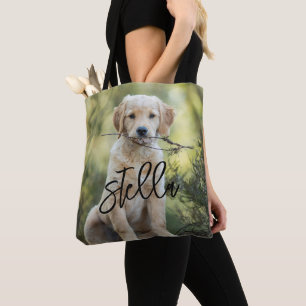 Dog Portrait Tote Bag - Custom Photo & Name