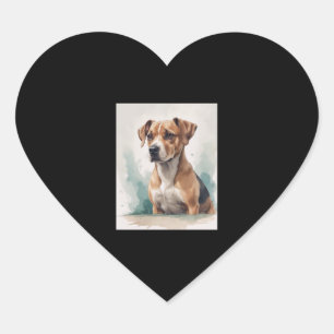 Dog Portrait Watercolor Heart Sticker