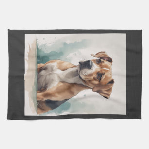 Dog Portrait Watercolor Tea Towel