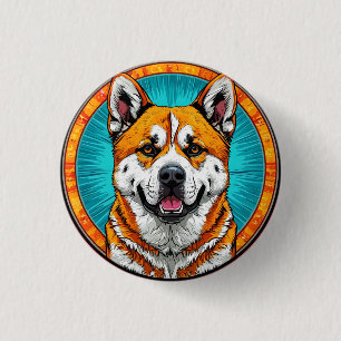 Dog Portrait with Mosaic-Inspired Background 3 Cm Round Badge