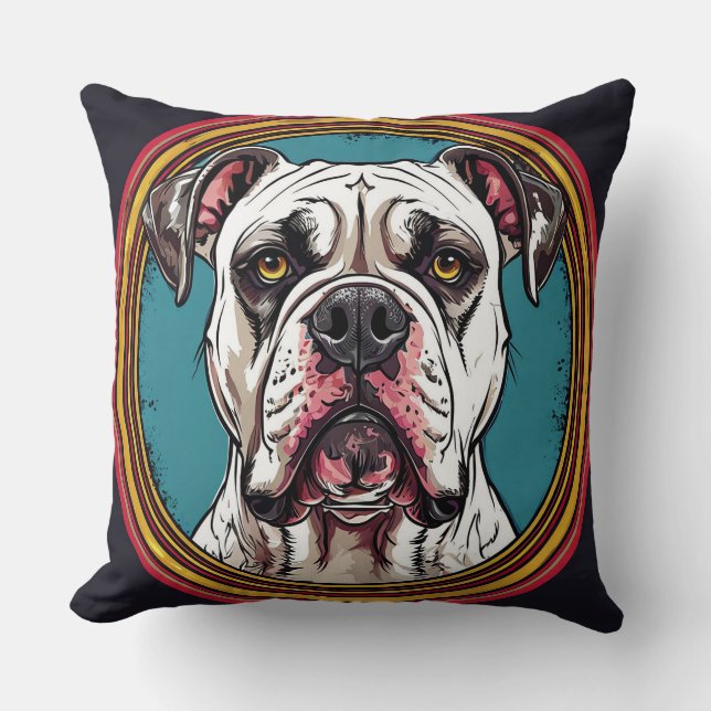 Dog Portrait with Mosaic-Inspired Background Cushion (Front)