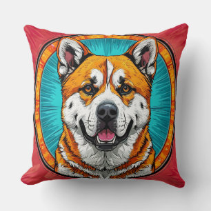Dog Portrait with Mosaic-Inspired Background Cushion