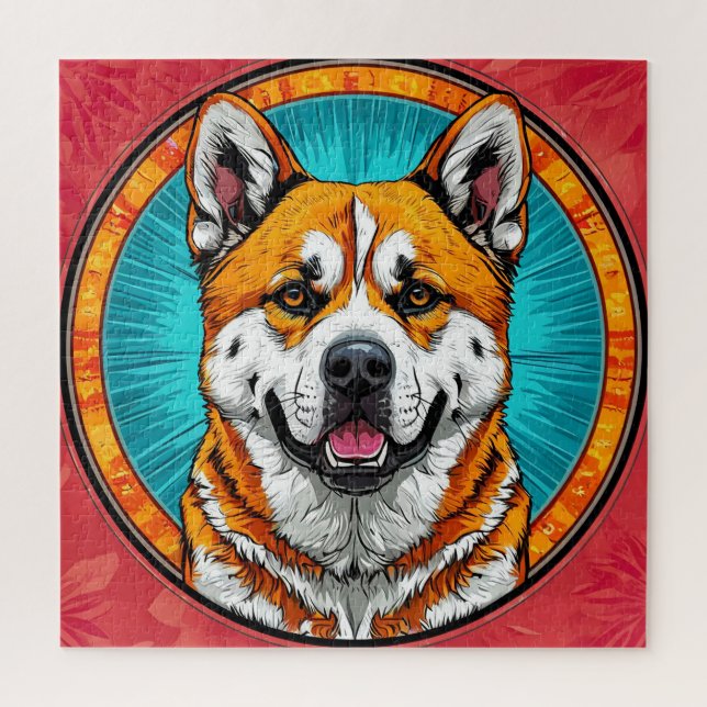 Dog Portrait with Mosaic-Inspired Background Jigsaw Puzzle (Vertical)