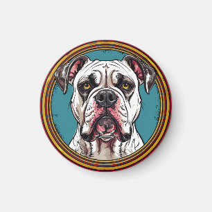 Dog Portrait with Mosaic-Inspired Background Magnet