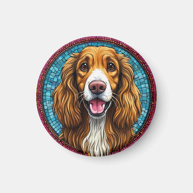 Dog Portrait with Mosaic-Inspired Background Magnet (Front)