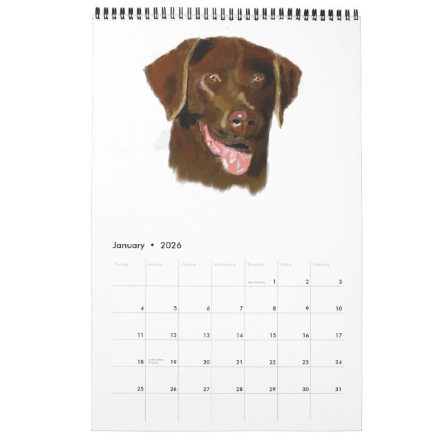 Dog portraits calendar (Jan 2026)