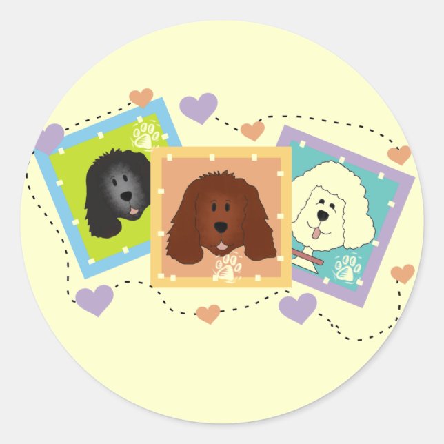 Dog Portraits Tshirts and Gifts Classic Round Sticker (Front)