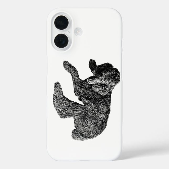 Dog Pose Phone Case – Detailed B & W Sketch (Back)