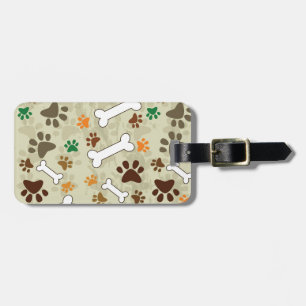 dog pows and bone luggage tag