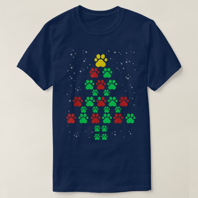 Dog Print Christmas Tree Funny Dog Lovers Christma T-Shirt (Design Front)
