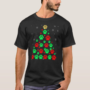 Dog Print Christmas Tree Funny Dog Lovers Christma T-Shirt