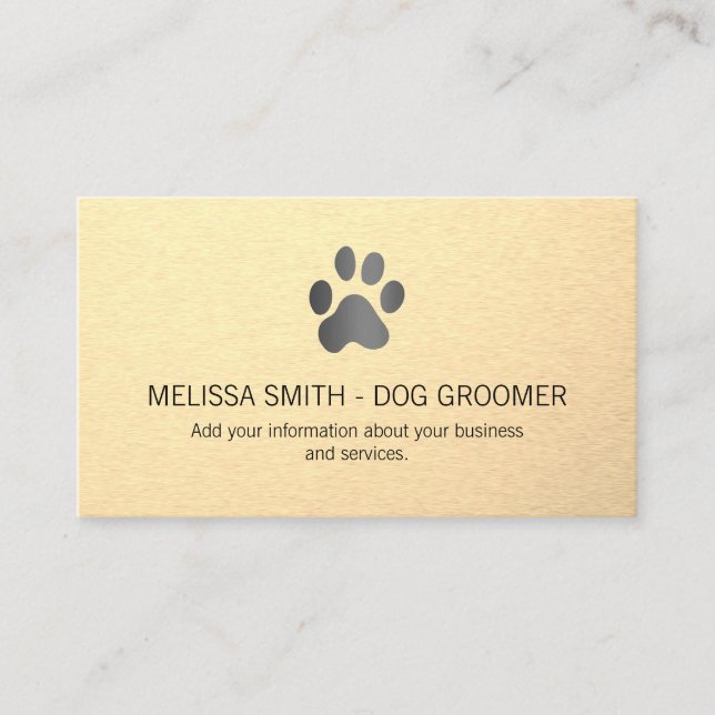 Dog Print Sleek Metallic Background Appointment Card (Front)