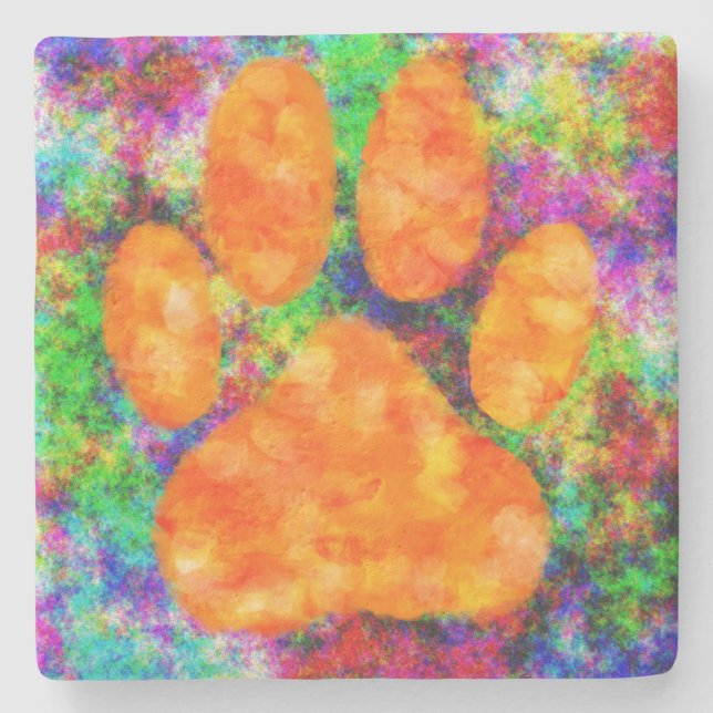 Dog Print Watercolor Stone Coaster (Front)
