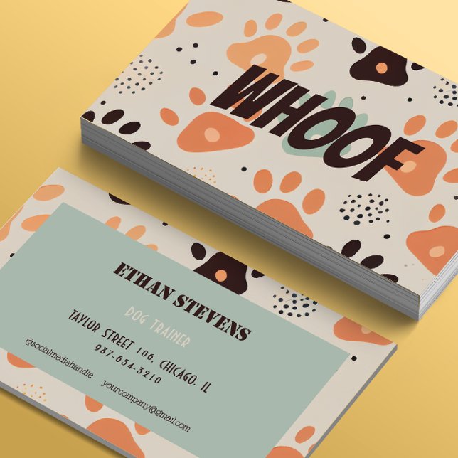 Dog Professional Retro Paws Business Card (Creator Uploaded)