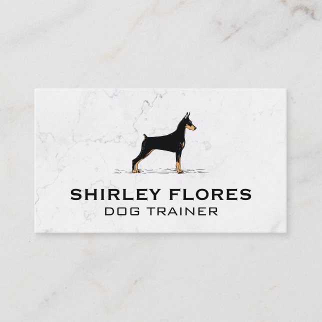 Dog Profile Image | White Marble Background Business Card (Front)