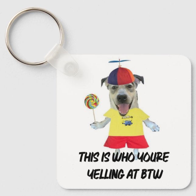 Dog propeller hat funny quote  key ring (Front)