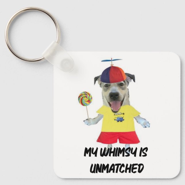 Dog propeller hat funny quote key ring (Front)