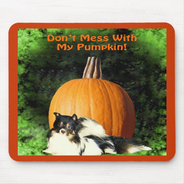 Dog Protecting Large Pumpkin Mouse Pad (Front)