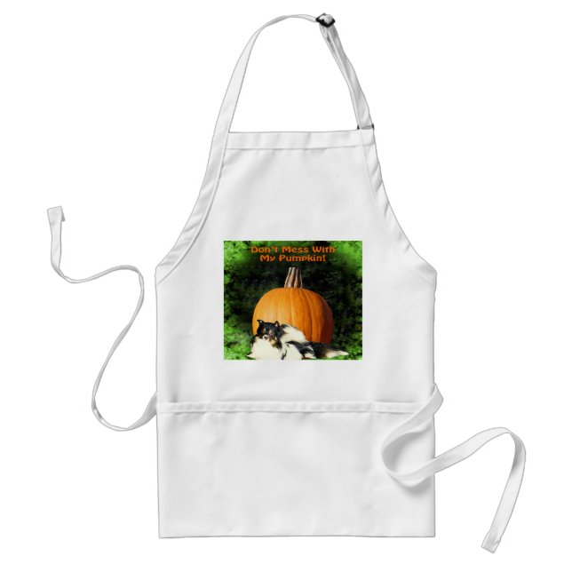 Dog Protecting Large Pumpkin Standard Apron (Front)