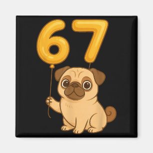 Dog Pug 67 Meme Six Seven Balloon Funny Gen Alpha Magnet