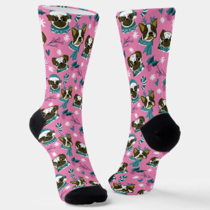 Dog Pug Christmas Pink Socks