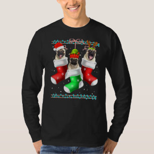 Dog Pug Christmas Socks Xmas Pajama Pet Puppy T-Shirt
