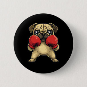 Dog Pug Dressed As A Boxer Funny Boxing  6 Cm Round Badge