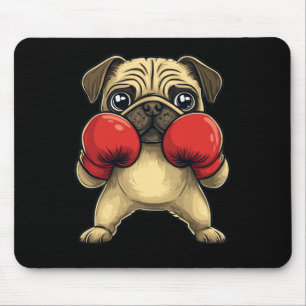 Dog Pug Dressed As A Boxer Funny Boxing Mouse Pad