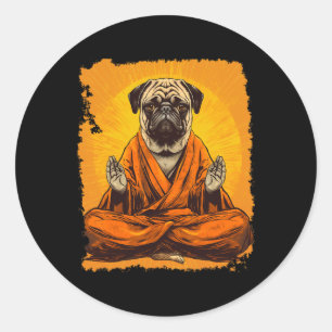 Dog Pug Meditation Yoga Classic Round Sticker