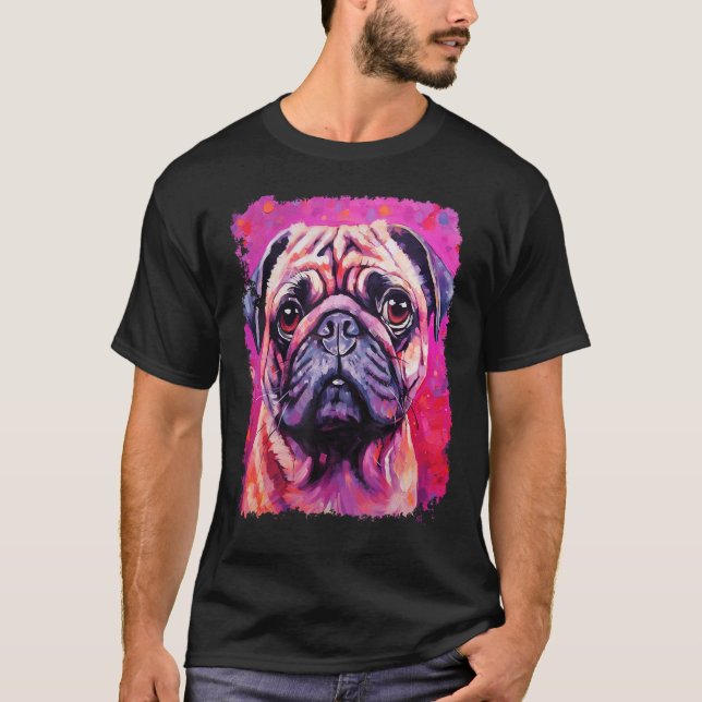 Dog Pug Pink T-Shirt (Front)