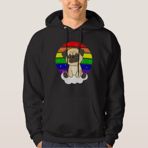 Dog Pug Rainbow Glitter Kawaii Dogs Colourful Hoodie