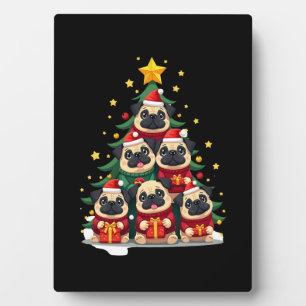 Dog Pugs Christmas Tree Cute Xmas (1) Plaque