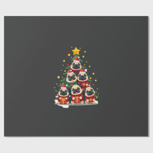 Dog Pugs Christmas Tree Cute Xmas (1) Wrapping Paper