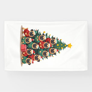 Dog Pugs Christmas Tree Cute Xmas (2) Banner