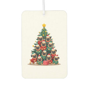Dog Pugs Christmas Tree Cute Xmas (2) Car Air Freshener