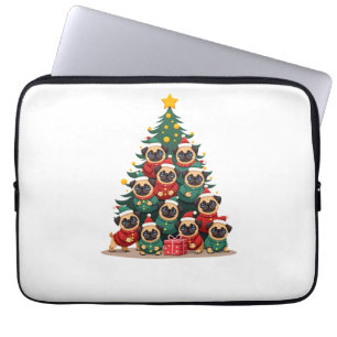 Dog Pugs Christmas Tree Cute Xmas (2) Laptop Sleeve