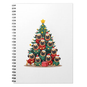 Dog Pugs Christmas Tree Cute Xmas (2) Notebook
